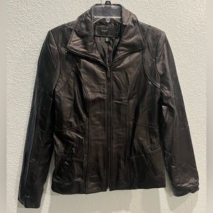 AVANTI Black Genuine Leather Zippered Moto Jacket Size Medium